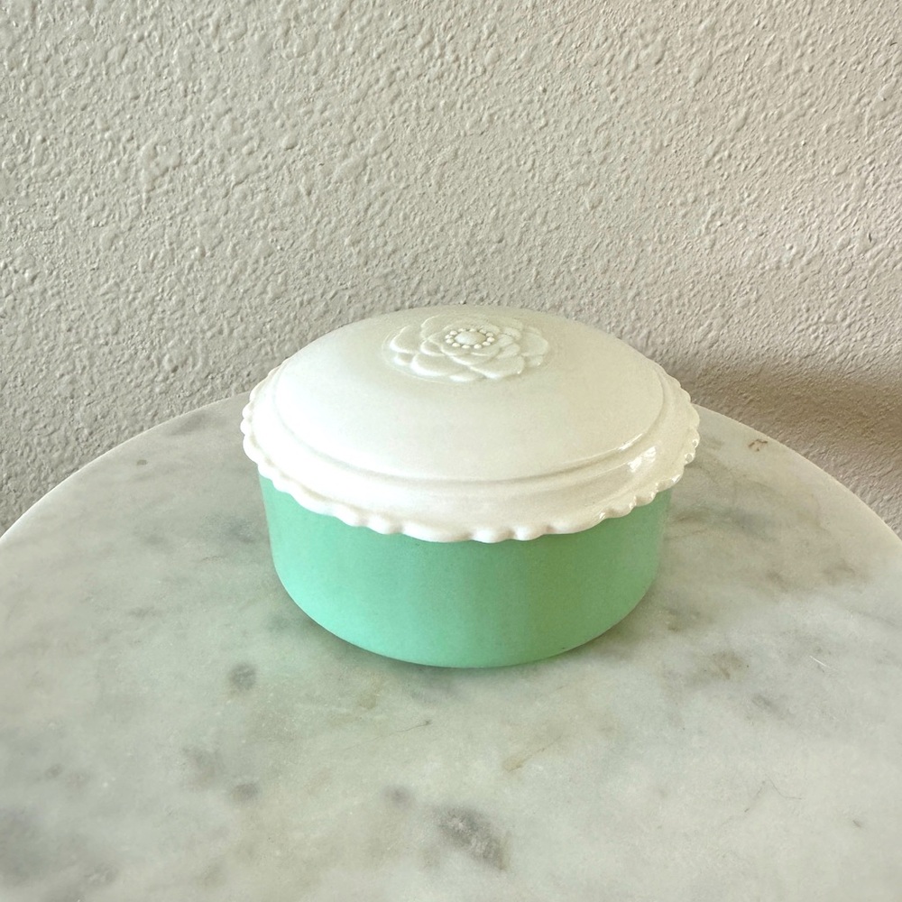 Vintage 1960’s milk glass powder box